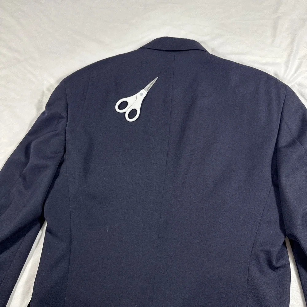 VTG 90s Pierre Cardin‎ Men 100% Wool USA Made Double Breasted Blazer Jacket Navy